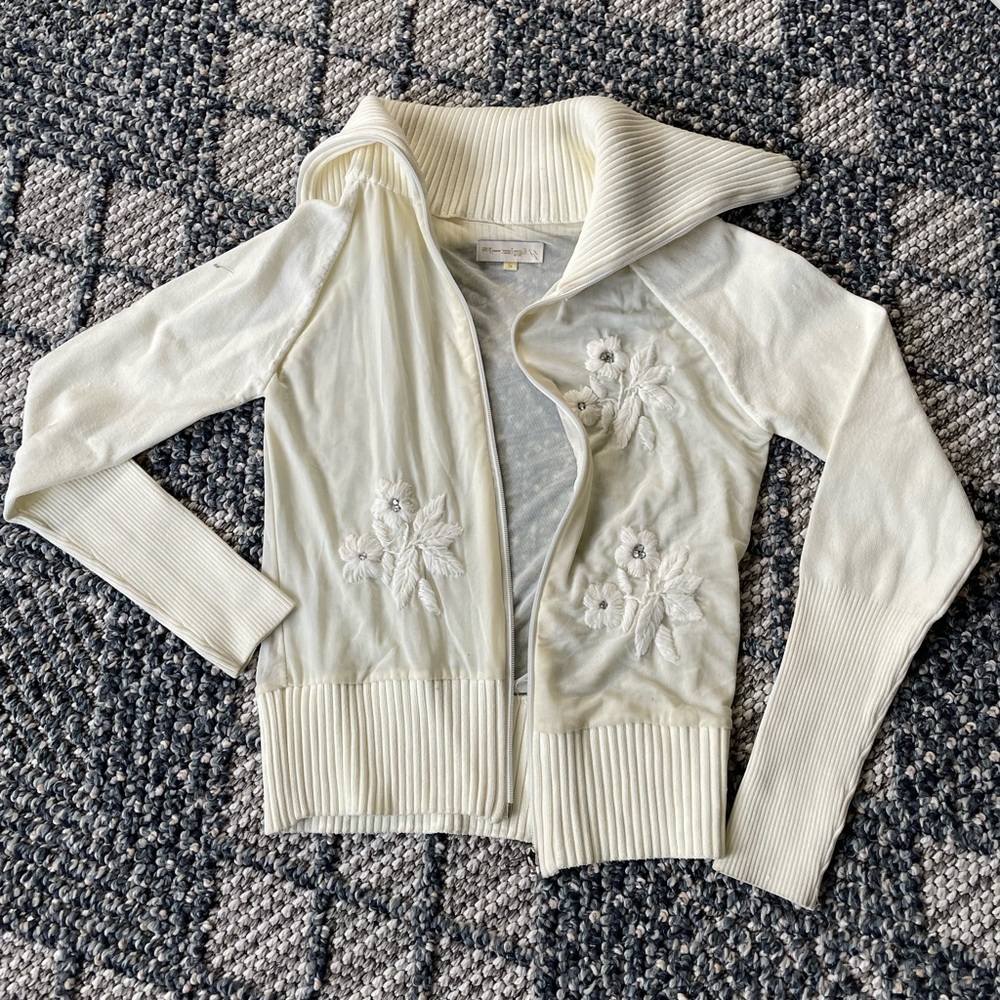 Zip-up Shear Sweater from Italy
